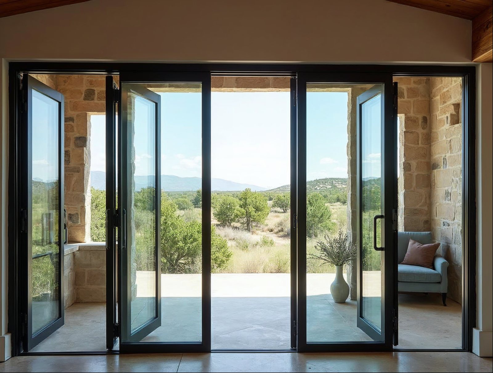 thermal-break aluminum bi-fold door system framed rough opening new construction