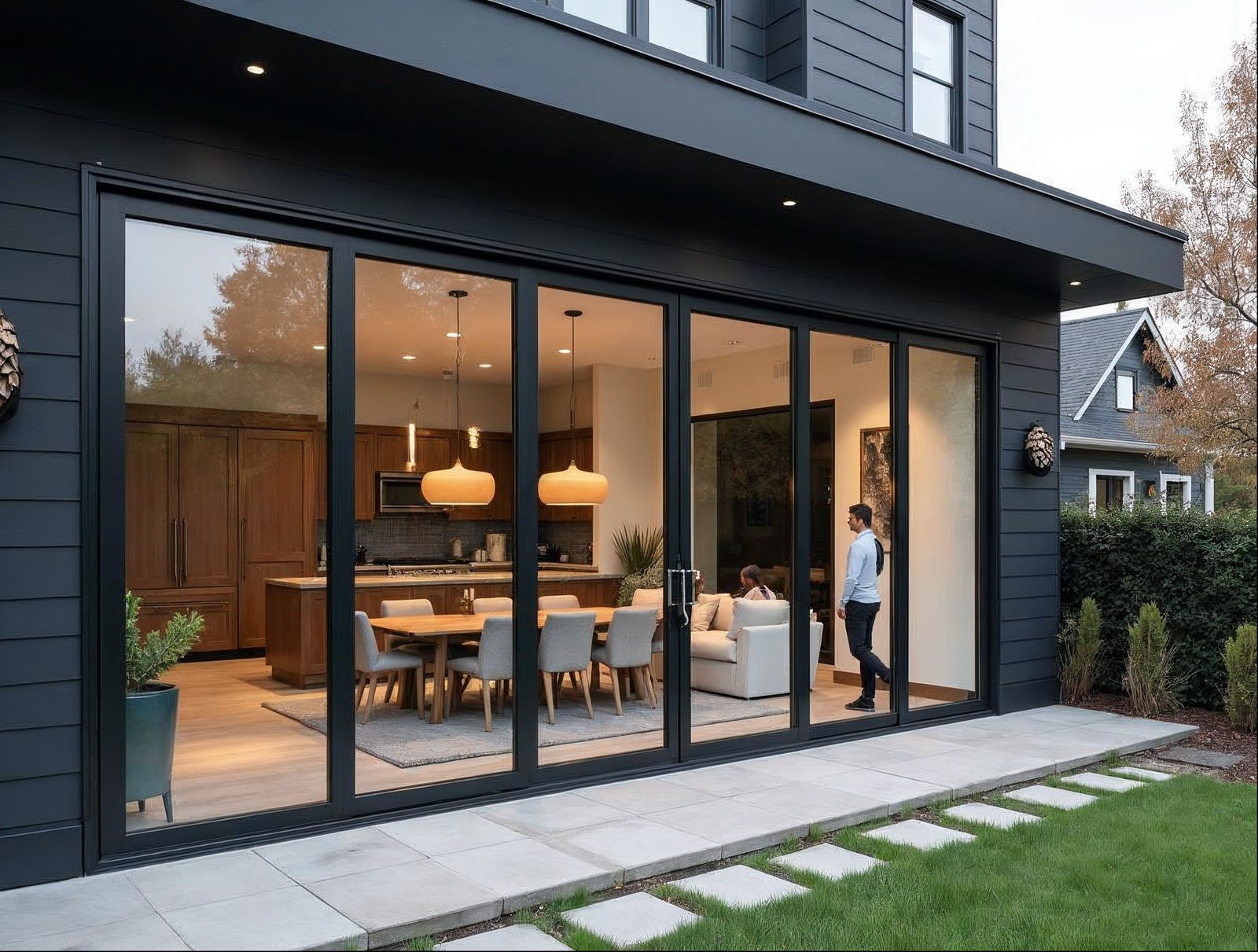 contractor sizing sliding glass door rough opening for multi-panel aluminum system, matte black