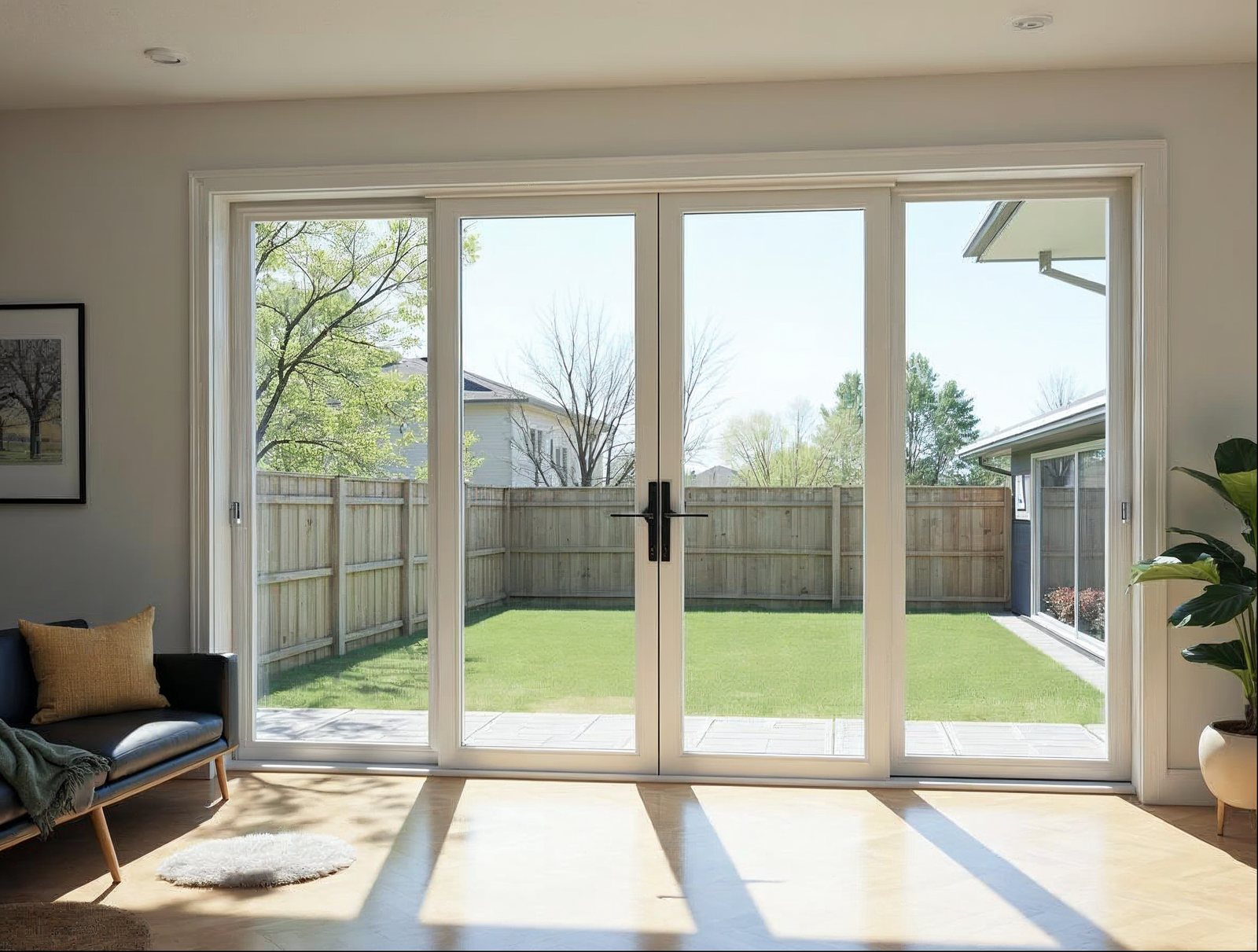 factory-direct in stock sliding glass door installed in a modern Midwest home