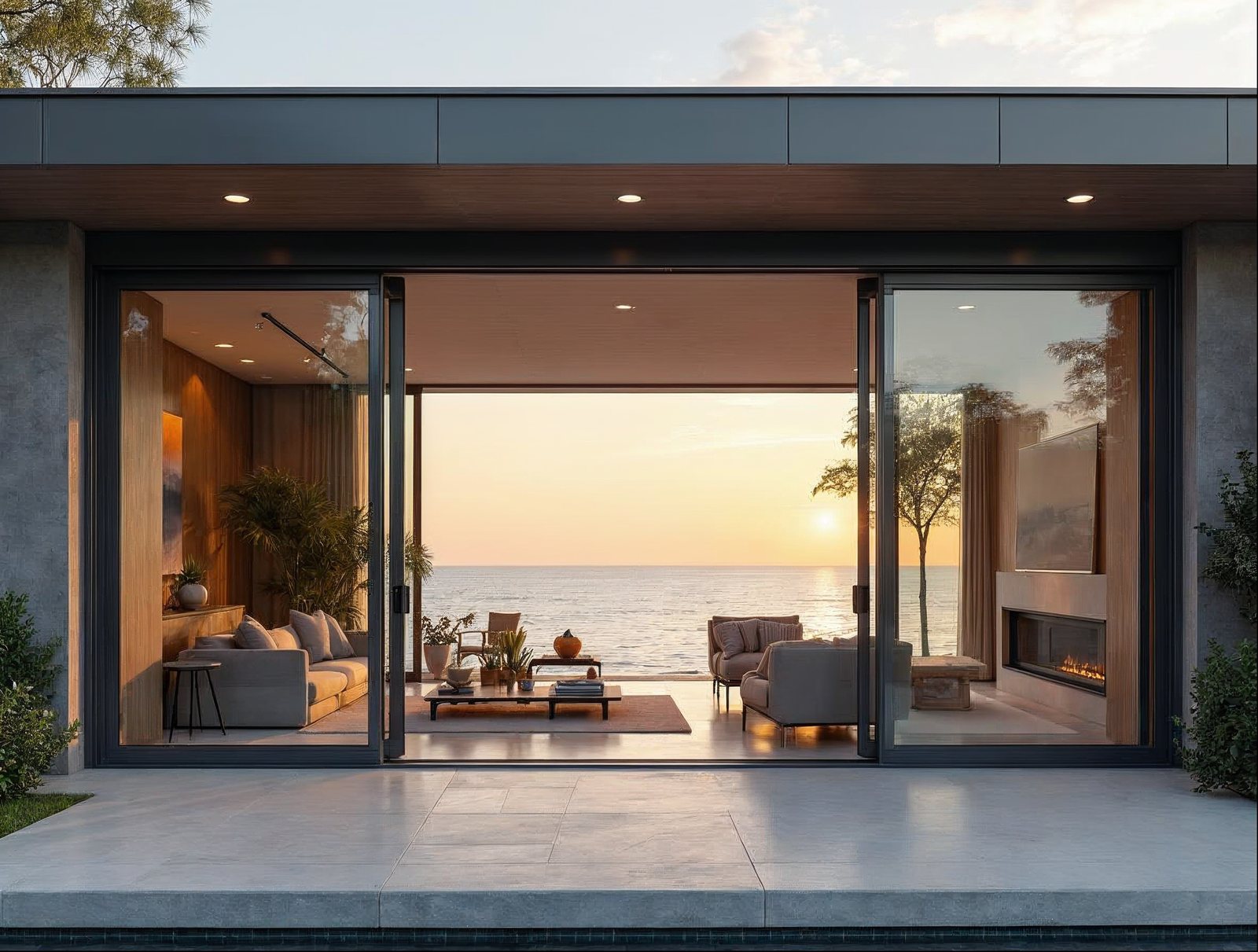 large aluminum multi-slide door pricing — 6-panel wholesale contractor system on a Florida coastal home