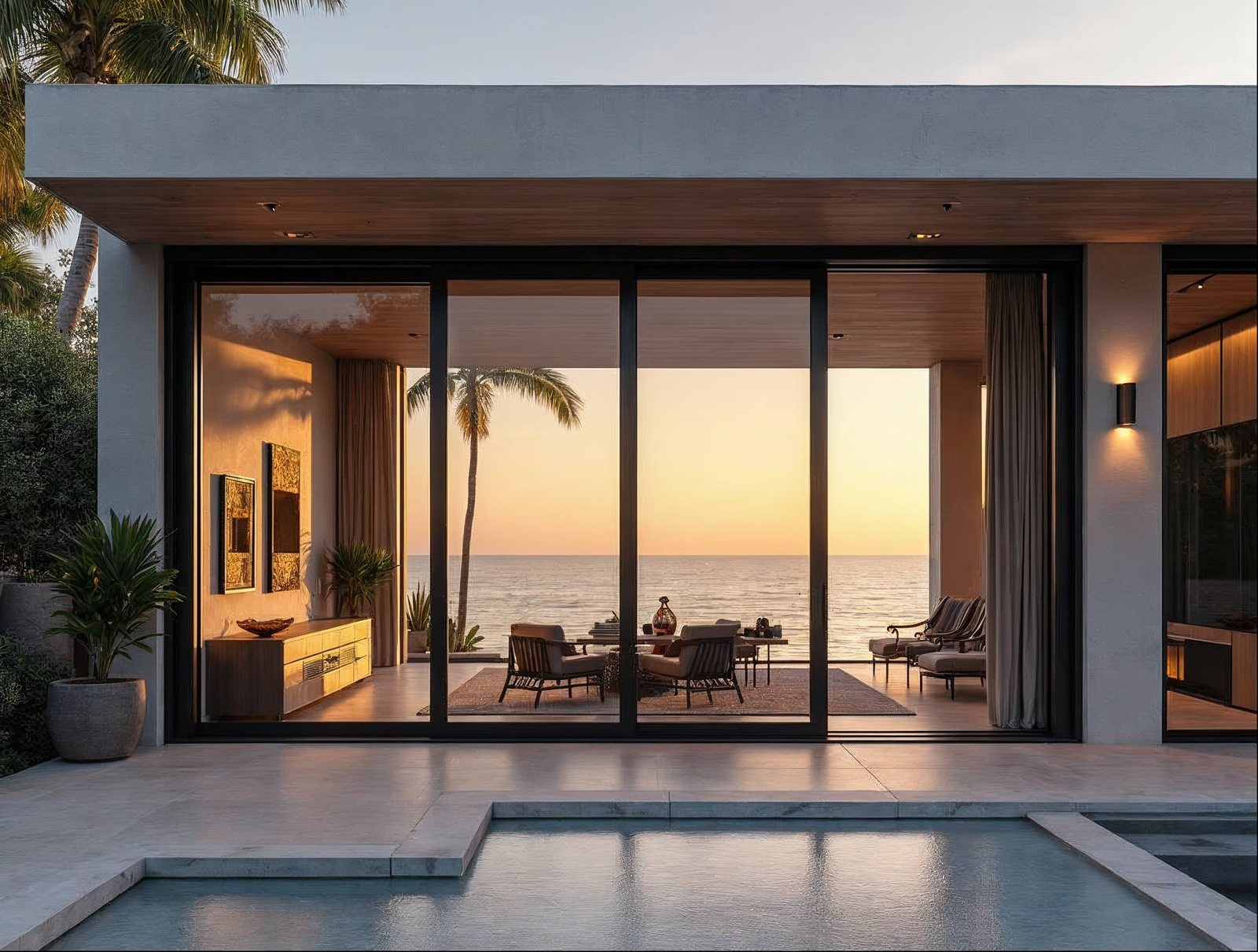 Multi-slide aluminum sliding glass door system on a wide patio opening compared to bi-fold accordion doors