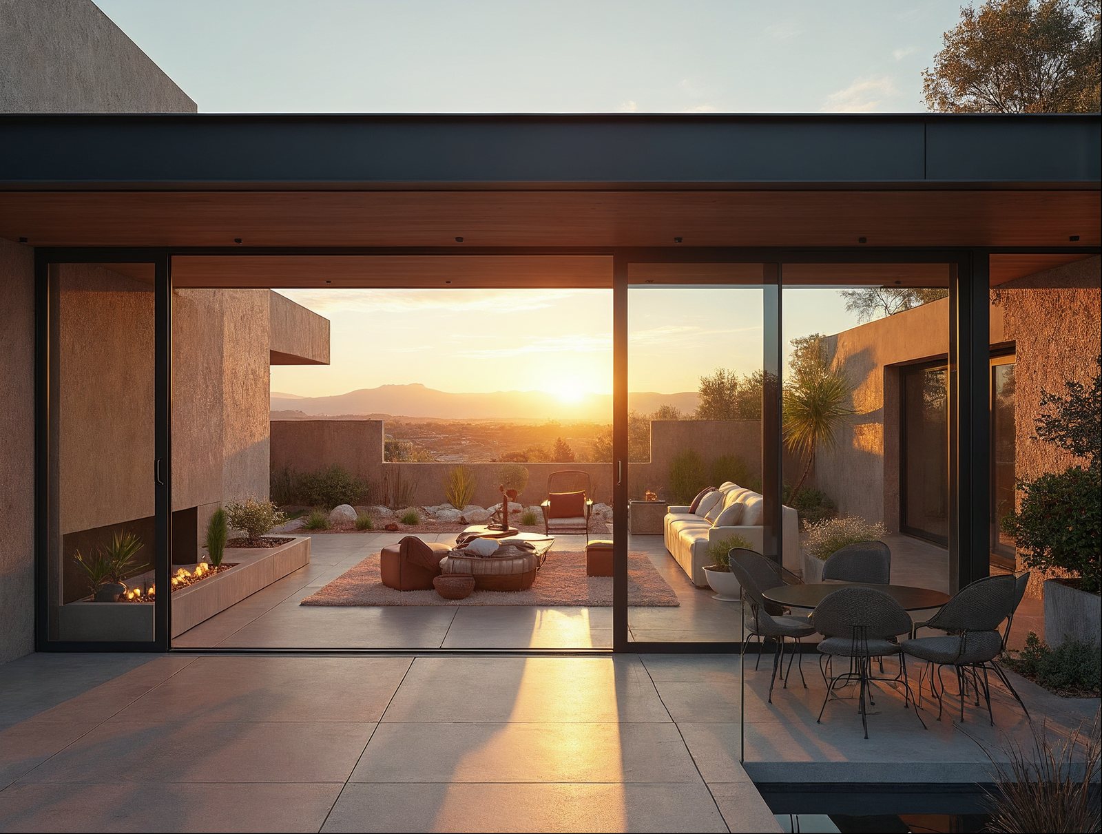 multi-panel aluminum sliding glass door spanning wide opening in modern home