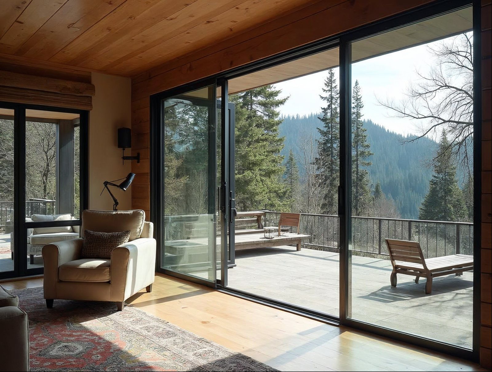 Wide-panel aluminum sliding glass door stacked open showing structural frame depth and 6mm glass — aluminum sliding door vs vinyl